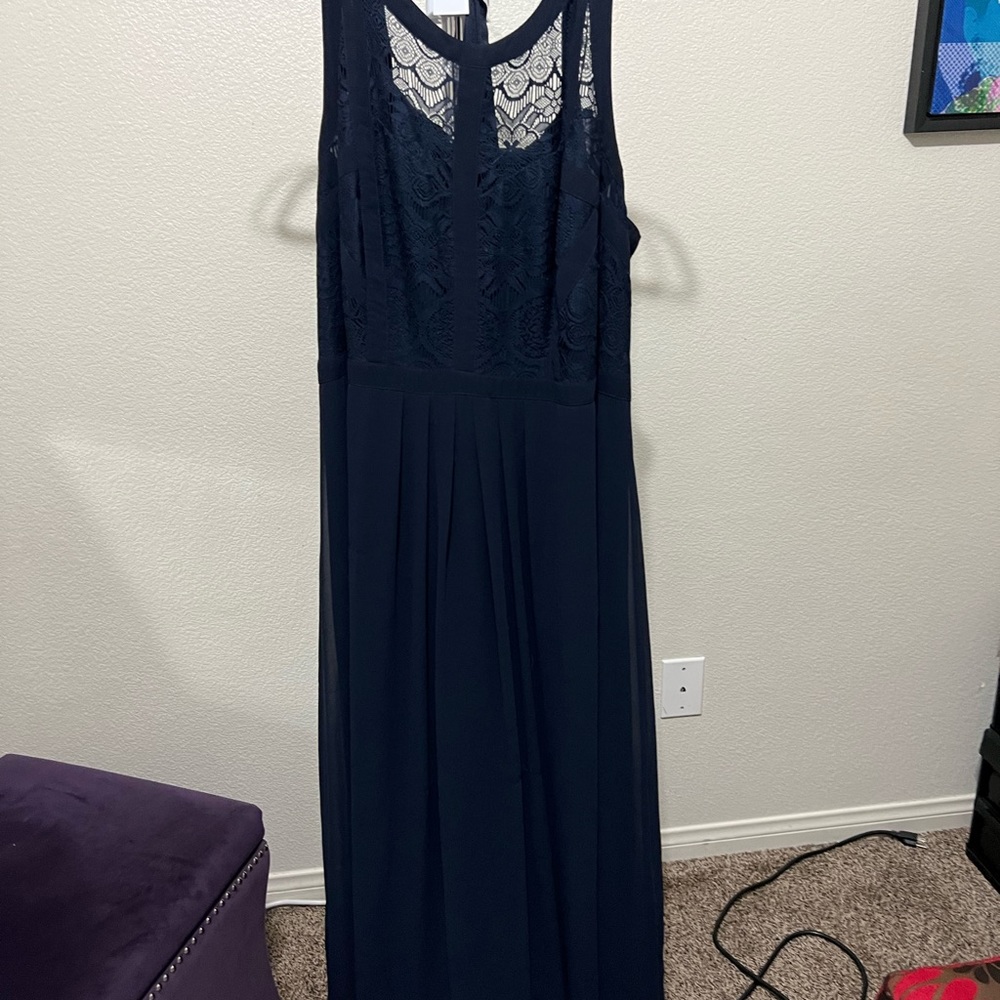 City Chic Navy Lace Bodice Maxi Dress